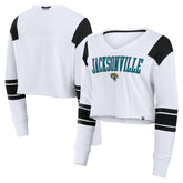 Jacksonville Jaguars Women's Stretch Cropped Fashion Long Sleeve T-Shirt White | Fanatics