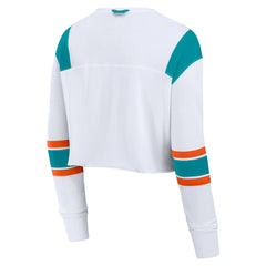 Miami Dolphins Women's Stretch Cropped Fashion Long Sleeve T-Shirt White | Fanatics