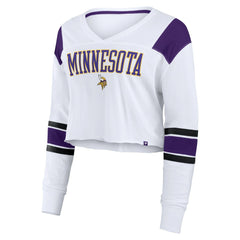 Minnesota Vikings Women's Stretch Cropped Fashion Long Sleeve T-Shirt White | Fanatics
