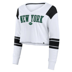 New York Jets Women's Stretch Cropped Fashion Long Sleeve T-Shirt White | Fanatics