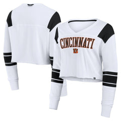 Cincinnati Bengals Women's Stretch Cropped Fashion Long Sleeve T-Shirt White | Fanatics