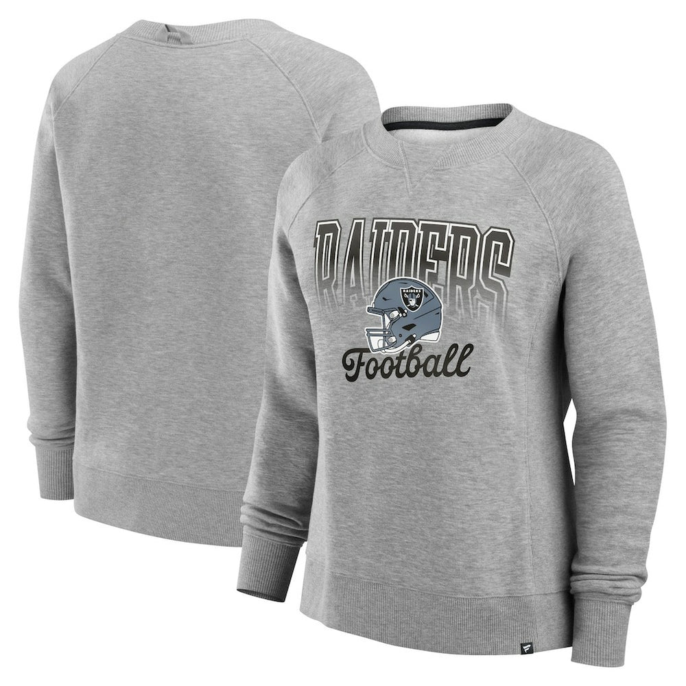 Las Vegas Raiders Women's Hit Hard Fleece Pullover Sweatshirt Heather Gray | Fanatics