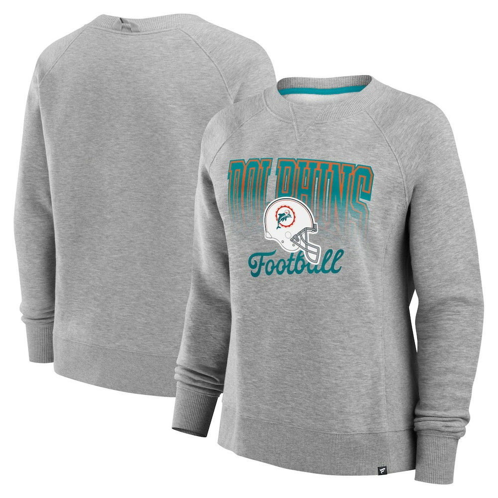 Miami Dolphins Women's Hit Hard Fleece Pullover Sweatshirt Heather Gray | Fanatics
