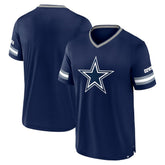 Dallas Cowboys Stripe Stacking V-Neck T-Shirt Navy | Fanatics