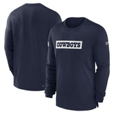 Dallas Cowboys 2024/25 Sideline Player Tri-Blend Performance Long Sleeve T-Shirt Navy | Nike for Sale