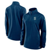Seattle Kraken Fanatics Women's Authentic Pro Rink Lightweight Quarter-Zip Pullover Sweatshirt - Deep Sea Blue - NHL