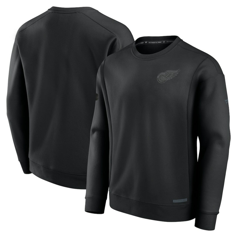 Detroit Red Wings Fanatics Authentic Pro Road Fleece Pullover Sweatshirt - Black - NHL