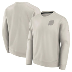 New Jersey Devils Fanatics Authentic Pro Road Fleece Pullover Sweatshirt - Cream - NHL