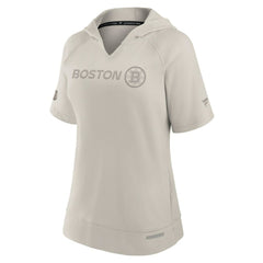 Boston Bruins Fanatics Women's Authentic Pro Road Fashion V-Neck Hoodie T-Shirt - Cream - NHL