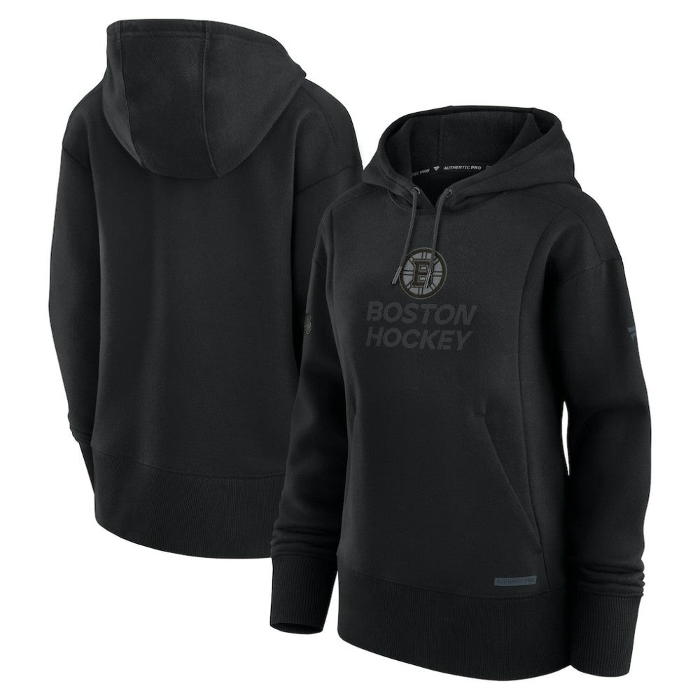 Boston Bruins Fanatics Women's Authentic Pro Road Pullover Hoodie - Black - NHL