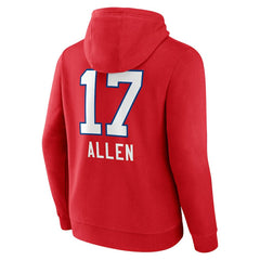 Josh Allen Buffalo Bills Team Wordmark Player Name & Number Pullover Hoodie Red | NFL