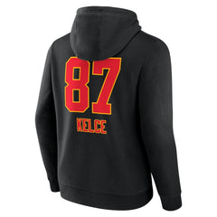 Travis Kelce Kansas City Chiefs Team Wordmark Player Name & Number Pullover Hoodie Black | NFL