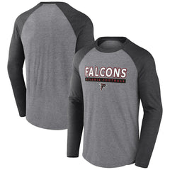 Atlanta Falcons Tri-Blend Raglan Long Sleeve T-Shirt Heather Gray/Charcoal | Fanatics