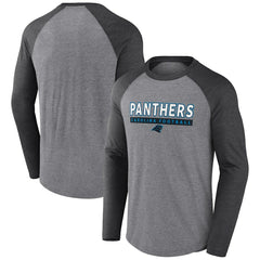 Carolina Panthers Tri-Blend Raglan Long Sleeve T-Shirt Heather Gray/Charcoal | Fanatics
