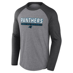 Carolina Panthers Tri-Blend Raglan Long Sleeve T-Shirt Heather Gray/Charcoal | Fanatics