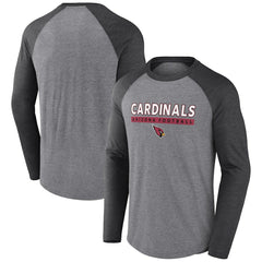 Arizona Cardinals Tri-Blend Raglan Long Sleeve T-Shirt Heather Gray/Charcoal | Fanatics