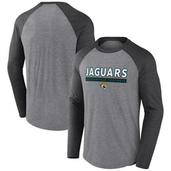Jacksonville Jaguars Tri-Blend Raglan Long Sleeve T-Shirt Heather Gray/Charcoal | Fanatics