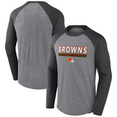 Cleveland Browns Tri-Blend Raglan Long Sleeve T-Shirt Heather Gray/Charcoal | Fanatics