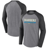 Los Angeles Chargers Tri-Blend Raglan Long Sleeve T-Shirt Heather Gray/Charcoal | Fanatics