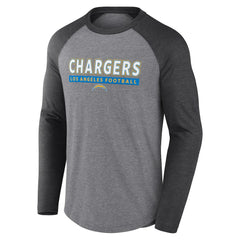 Los Angeles Chargers Tri-Blend Raglan Long Sleeve T-Shirt Heather Gray/Charcoal | Fanatics