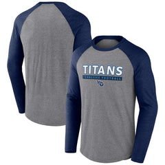 Tennessee Titans Tri-Blend Raglan Long Sleeve T-Shirt Heather Gray/Navy | Fanatics