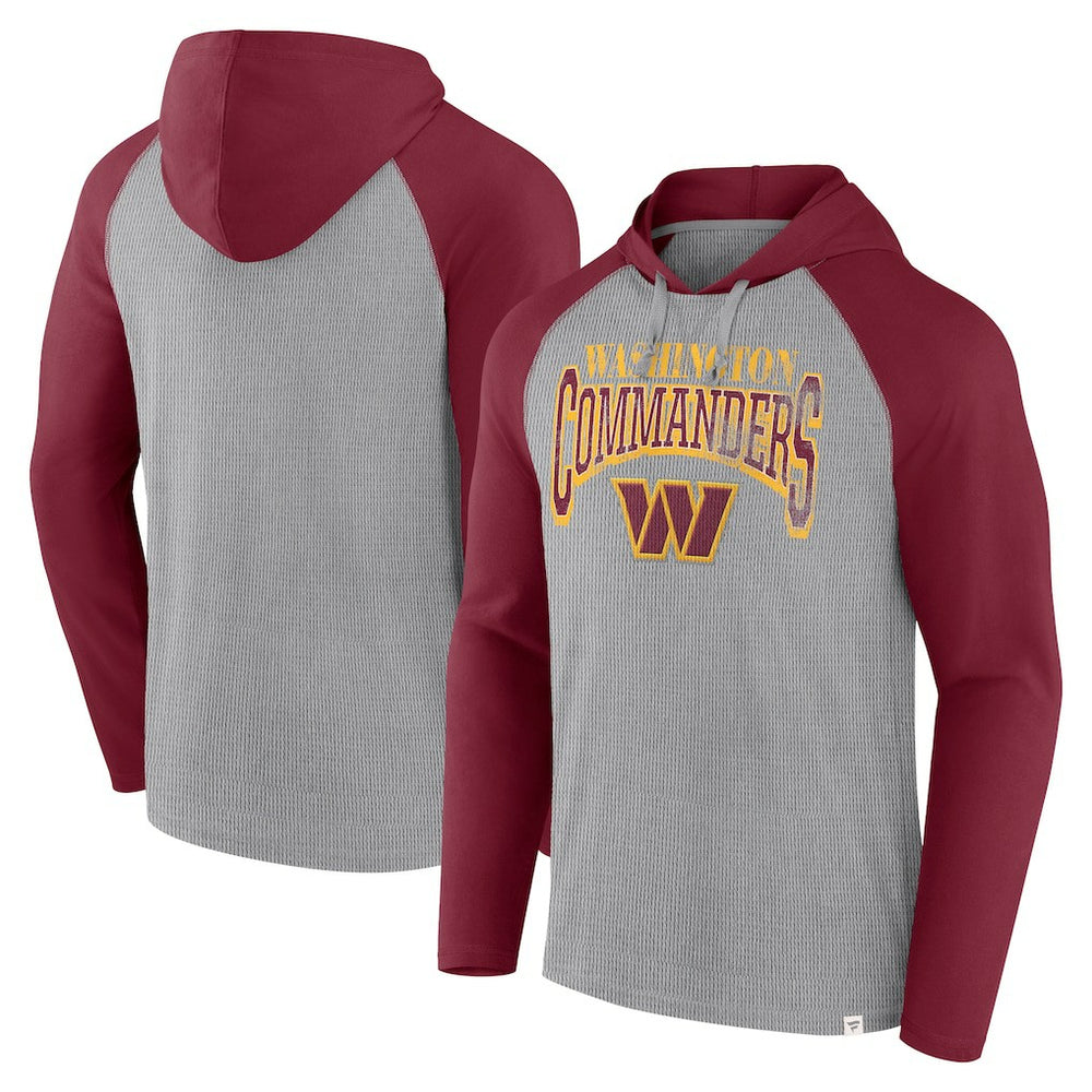 Washington Commanders Under Center Long Sleeve Hoodie T-Shirt Gray/Burgundy | Fanatics