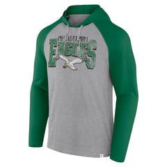 Philadelphia Eagles Under Center Long Sleeve Hoodie T-Shirt Gray/Kelly Green | Fanatics