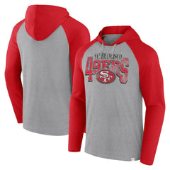 San Francisco 49ers Under Center Long Sleeve Hoodie T-Shirt Gray/Scarlet | Fanatics