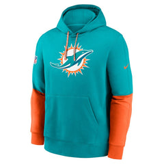 Miami Dolphins 2024 Sideline Club Pullover Hoodie Aqua | Nike for Sale