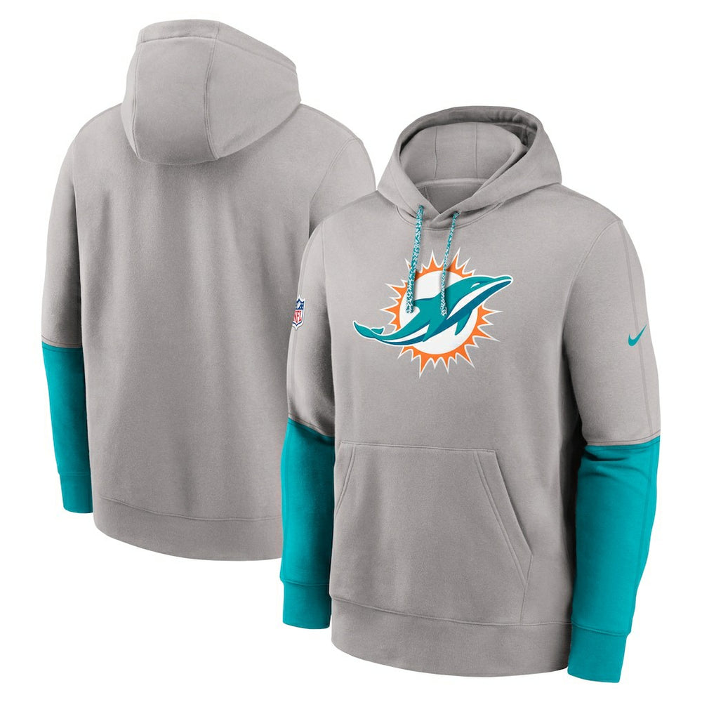 Miami Dolphins 2024 Sideline Club Pullover Hoodie Gray | Nike for Sale
