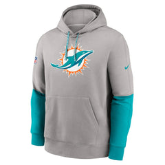 Miami Dolphins 2024 Sideline Club Pullover Hoodie Gray | Nike for Sale