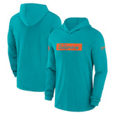 Miami Dolphins 2024/25 Sideline Performance Long Sleeve Hoodie T-Shirt Aqua | Nike for Sale