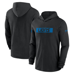 Detroit Lions 2024/25 Sideline Performance Long Sleeve Hoodie T-Shirt Black | Nike for Sale