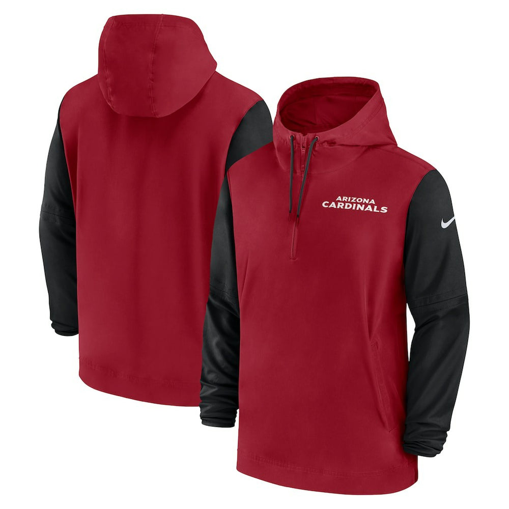 Arizona Cardinals 2024/25 Sideline Pre-Game Player 1/2-Zip Hoodie Jacket Cardinal/Black | Nike for Sale