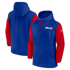 Buffalo Bills 2024/25 Sideline Pre-Game Player 1/2-Zip Hoodie Jacket Royal/Red | Nike for Sale