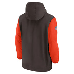 Cleveland Browns 2024/25 Sideline Pre-Game Player 1/2-Zip Hoodie Jacket Brown/Orange | Nike for Sale