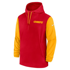 Kansas City Chiefs 2024/25 Sideline Pre-Game Player 1/2-Zip Hoodie Jacket Red/Gold | Nike for Sale