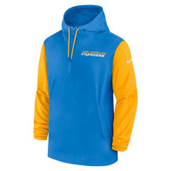 Los Angeles Chargers 2024/25 Sideline Pre-Game Player 1/2-Zip Hoodie Jacket Powder Blue/Gold | Nike for Sale