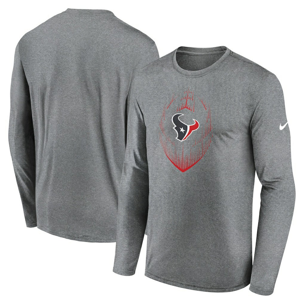 Houston Texans Icon Legend Performance Long Sleeve T-Shirt Heather Gray | Nike for Sale