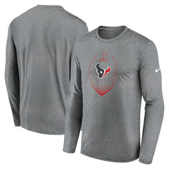 Houston Texans Icon Legend Performance Long Sleeve T-Shirt Heather Gray | Nike for Sale