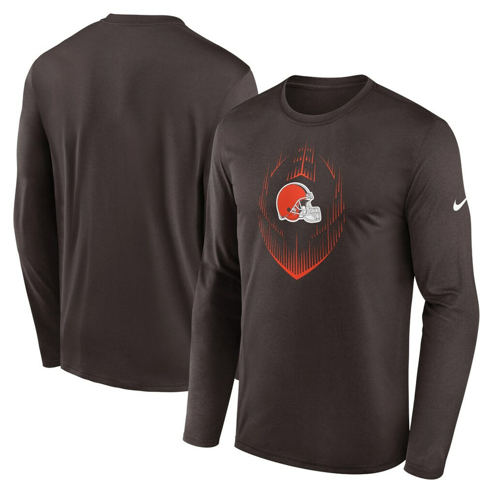 Cleveland Browns Icon Legend Performance Long Sleeve T-Shirt Brown | Nike for Sale
