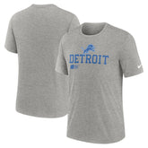 Detroit Lions Overlap Lockup Tri-Blend T-Shirt Heather Gray | Nike for Sale
