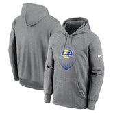 Los Angeles Rams Icon Performance Pullover Hoodie Heather Gray | Nike for Sale