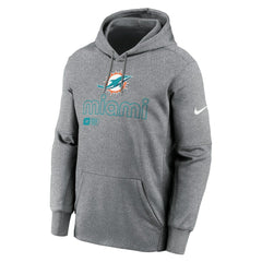 Miami Dolphins Performance Pullover Hoodie Heather Gray | Nike for Sale