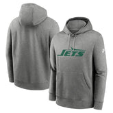 New York Jets Rewind Club Logo Pullover Hoodie Heather Gray | Nike for Sale