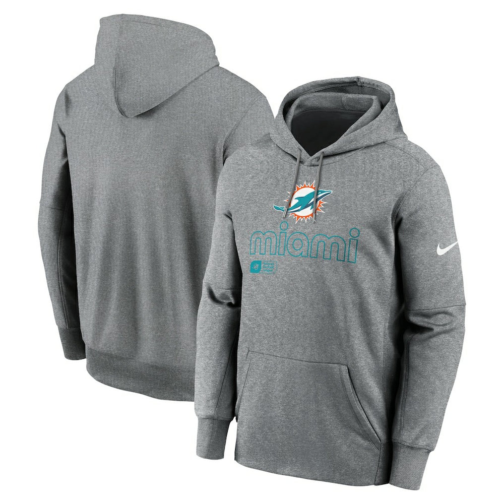 Miami Dolphins Big & Tall Performance Pullover Hoodie Heather Gray | Nike for Sale