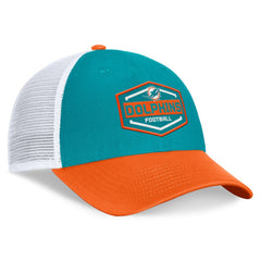 Miami Dolphins Bench Trucker Adjustable Hat Aqua/Orange | Fanatics