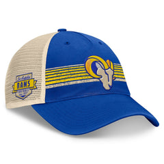 Los Angeles Rams Center Stripe Trucker Adjustable Hat Royal/Natural | Fanatics