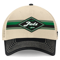 New York Jets Diamond Stripe Trucker Adjustable Hat Natural/Black | Fanatics