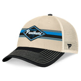 Carolina Panthers Diamond Stripe Trucker Adjustable Hat Natural/Black | Fanatics
